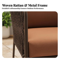 Weather-withstandant Woven Armchair and Table Set Comfortable Woven Armchair Set Handwoven Design Outdoor Furniture Sturdy Frame for Homeowners, Families, Adults, Balcony, Courtyard, rearyard, waterfront