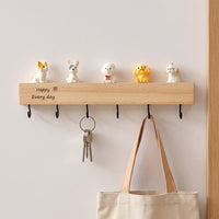 Rustic Wood Key Holder for Small Apartment, 6 Hook Hanger, 25cm Key Hook with Mail Organizer, Modern Matte Black, 10 kg Capacity