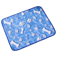 Padded Pet Cooling Mat Blue Cat and Dog Cooling Mat Rounded Corners Animal Bedding Indoor for Dogs, Cats