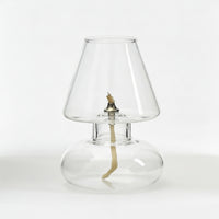 Vintage-Inspired Oil Lamp with Removable Shade Compact Tabletop Oil Lamp Decorative Clear Glass Chimney Airflow-Resistant-Draft-Resistant for Indoor Styling, Tea Corner