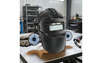 True-Color Metalworking Helmet with Fan Heat-Resistant Auto-Darkening Metalworking Helmet Breathable Safeguarding for Workshop