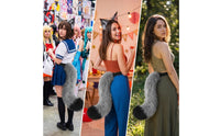 Feline Tail with Strap Comfortable Faux Hair Tail Easy to Wear Accessory for Cosplayers, Kids, Cosplay, Halloween