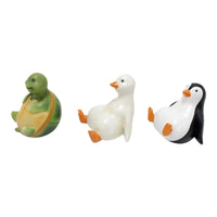 3 Pieces Turtle Duck Penguin Figurines Cute Design Lazy Pose Animal Statues Realistic Shape Mini Resin Animal Decor for Aquarium, Terrarium