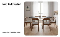 Rectangular Wood-Frame Dining Set Sintered Stone surface Table and Chair set mid-20th centuryperiod Modern Design Home Furniture for Hosts, Dinner Parties
