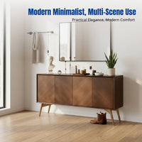 Hardwood Side Cabinet, Modern Minimalist, Vintage, Wall-Mounted, Living Room, Small Space