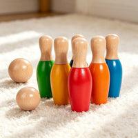 Wooden Bowling Toy Classic Wooden Bowling Game Skittle Game for Kids, Toddlers, Home