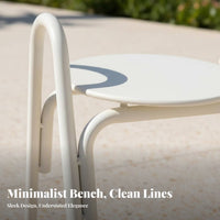 Long Backless Stool Indoor & Exteriordoor Wavy Seat Bench Creamy Look Minimalist Aesthetic for Families, Business Owners