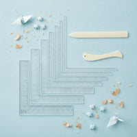 Ruler with Paper Knives Engraved L-Shaped Ruler Compact Measuring Tool for Crafting
