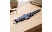 Vintage-Style Leather Watch Strap Perforated Watch Strap with Metal Buckle Layered Rugged for Men