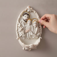 Christian Holy Family Wall Plaque Gold-Toned Holy Family Wall Plaque with Keyhole Hanger Lightweight Decor Sturdy for Entryway