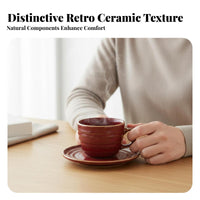 Ideal Gift Ceramic Coffee Cup Handmade Retro Teacup and Saucer Artisanal for Coffee Professional S, Homeowners, Breakfast, Kitchen, Office