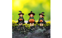 3 Pieces Pumpkin Figurines Resin Pumpkin Spirit Set Hand-Painted Look Holiday Decoration for Outdoor, Garden