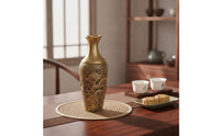 Brass Vase with Dragon Relief Textured Antique Style Brass Vase Traditional Centerpiece Vases for Dried Flowers