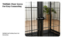 Easy to Clean Large Dog Enclosure with Wheels Removable Tray Heavy Duty Dog Crate Multiple Doors Pet Enclosure Paw-Friendly Floor Grid for Medium Dogs, Outdoor