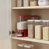 Moisture-Proof Push Button Rice Dispenser Airtight Seal Slim Rice Storage Bin Food Grade Material Sealed Grain Dispenser for Kitchen, Pantry