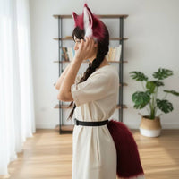 Canine Ears and Tail Set Adjustable Canine Costume Set Soft Headband with Tail for Photo Shoots