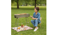 Freestanding Elevated Charcoal Grill Heavy-Duty Rectangular Barbecue Grill Compact Portable for Home Cooks, Campers, Backyard, Patio, Garden, Camping