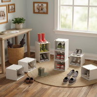 Dust-Proof Stackable Shoe Box Space Saving Clear Plastic Shoe Box Easy to Assemble Sneaker Display Case Sturdy for Sneakerheads, Closet, Entryway, Dorm Room