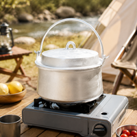 Commercial Stock Pot, Aluminum Alloy, Double-Handled Pot, 4-5L, With Lid, Matte Silver, Suitable for 10+ People