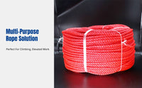 Polypropylene Safety Rope, Red 3-Strand, High Strength, Port, Marine, Fishing, Lifting, Multipurpose