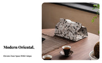 Cloth Tissue Box Cover Elegant Design Brocade Tissue Pouch Easy to Refill Chinese Design Napkin Holder for Tea Lovers, Living Room, Car, Office