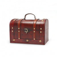 Wooden Storage Chest Portable Wooden Chest with Curved Lid Decorative Trunk Versatile Trunk with Hinged Top Practical