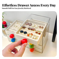 Large Capacity Jewelry Drawer Tray Organizer Flocked Lining Multi-Layer Jewelry Case Removable Trays for Women, Dresser, Bedroom, Dorm Room