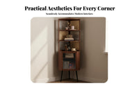 Triangular Corner Hutch Space-Saving Corner Hutch Freestanding Storage Cabinet for Apartment Dwellers, Book Lovers, Living Room, Bedroom, Kitchen