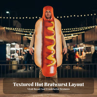 Hot Dog Costume Single-Piece Design Hot Dog Suit Easy to Wear Funny Food Outfit for Halloween, Parties