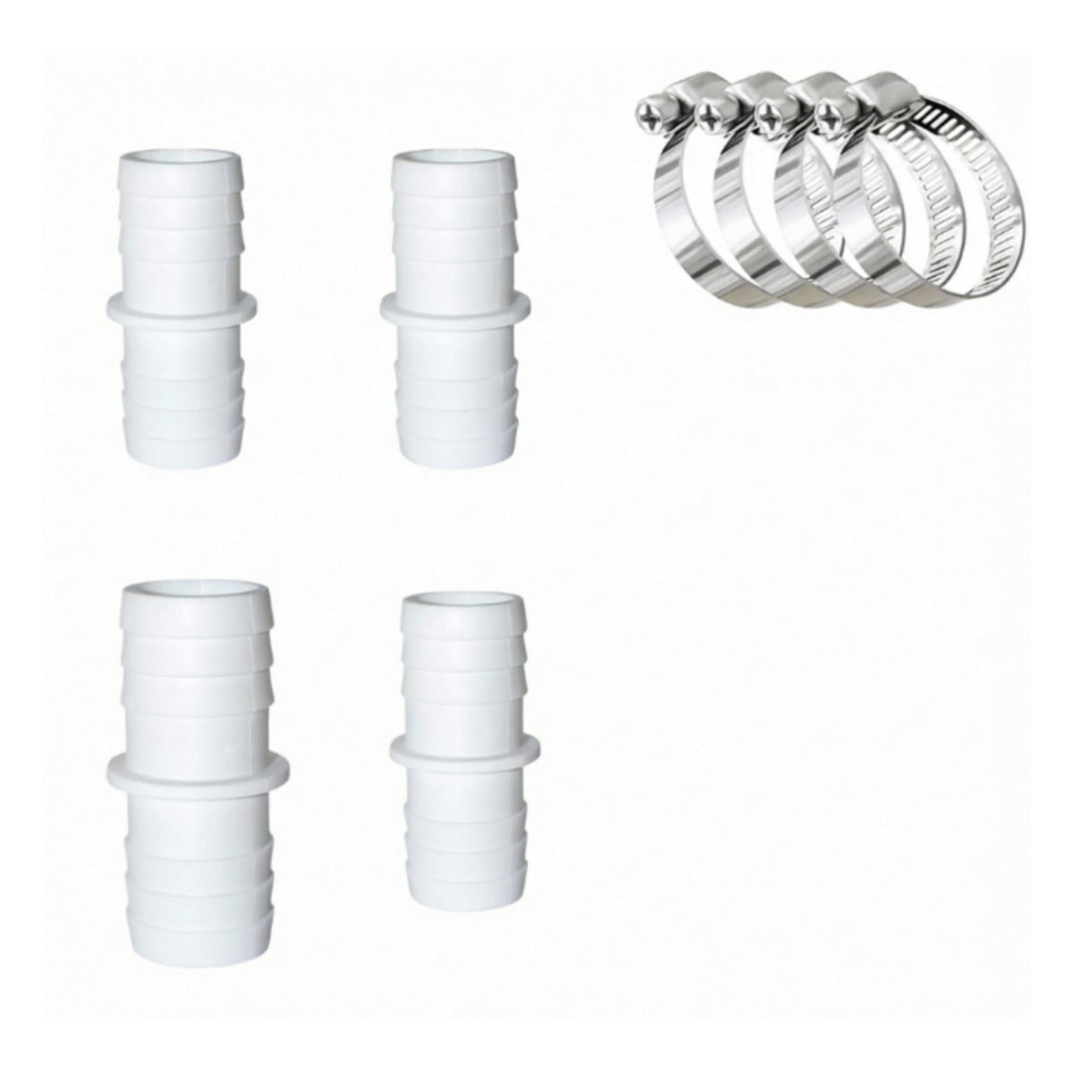 2 Pieces Plumbing Part Stainless Steel Ribbed Plastic Hose Barb Fitting