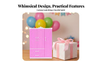 Doll Clothes Wardrobe Gift Set Doll Clothes Organizer Includes Accessories Pink Princess Wardrobe for Girls, Children, Pretend Play, Playroom, Bedroom