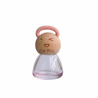 Gold Bean Storage Bottle Miniature Size Wooden Lid Mini Jar Cute Doll Figure Bottle House Decoration for Desktop, Shelf Display