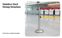 Long-Lasting Stainless Steel Stanchion Post Indoor Outdoor Use Retractable Belt Stanchion Weighted Base Stainless Steel Queue Barrier Resistant for Event Organizers, Venue Managers, Business Owners, Airports, Trade Exhibition S, Exhibition Halls, Lobbies