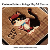 Non-Slip Cartoon Cat Chair Pad Warm Imitation Cashmere Stool Mat Waterproof for Office Workers, Students, Dormitory, Home, Study Room