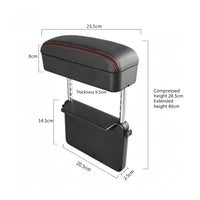 Leather-Like Car Center Armrest Storage Box Metal Support Rods Adjustable Armrest Storage Box Hard Shell Car Center Console Cover Easy to Install