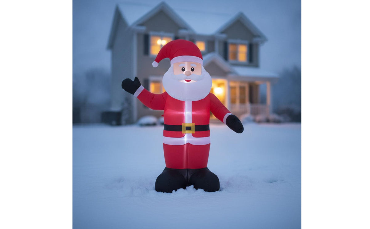 Outdoor Inflatable Santa with LED Lights Lighted Inflatable Santa with LED Light Stable Holiday Decor for Lawn