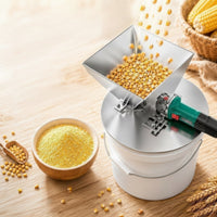 Detachable Angle Grinder Conversion Base Metal Base with Hopper Multi-Function Angle Grinder Adapter Wide Compatibility for Farmers, Diyers, Feed Processing, Home Grinding
