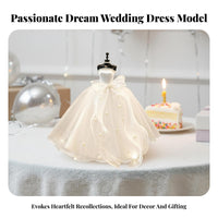 Wedding Dress Figurine with Ribbon Gift Bag Soft Glow for Bedroom