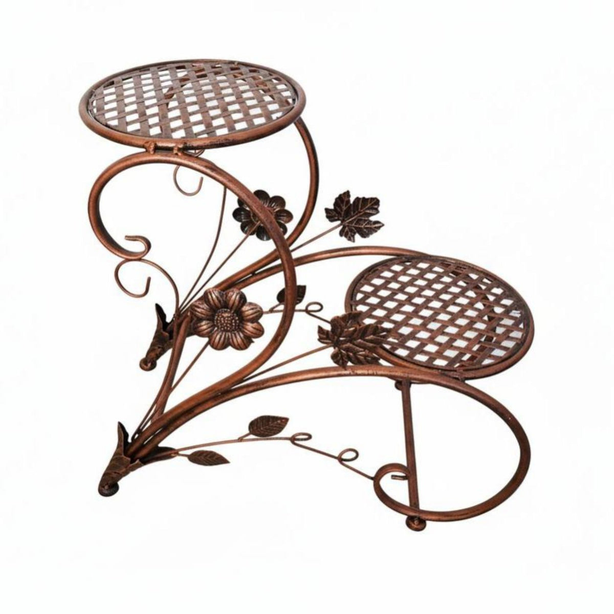 European design Tiered Plant Stand Floor-Standing 2-Tier Metal Plant Stand Indoor & outdoordoor Use Display Rack Space-Saving for Gardeners, Decorators, Homeowners, Balcony, Living Room, Patio, Corner