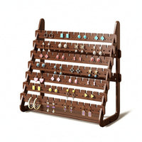 Multi-Tier Earring Holder with Notches Space-Saving Jewelry Organizer with Holes Sturdy Tabletop Jewelry Stand Elegant for Dresser