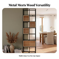 Urban design Freestanding lattice Shelf Multi-Functional Freestanding Slatted Shelving Rack Open Display Shelves Partition Screen Space-Saving for Small Business Owners, Interior Designers, Entrance Hall, Entryway, Restaurant, Studio Apartment