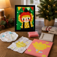 DIY Christmas Pulp Painting Kit for Kids and Adults, Handmade Craft Set with Frame