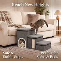 Dog Steps for Bed and Sofa with Foldable Design for Small Pets, Portable Stairs for Living Room Furniture, Compact Lightweight