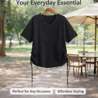 T Shirts for Women UK with Side Drawstring for Adjustable Fit, Plus Size Summer Clothes, Ladies Short Sleeve