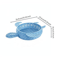 Multi-Purpose Cartoon Turtle Basket Decorative Blue Woven Basket Charming Design Household Storage Sturdy for Children, Desktop, Nursery, Living Room