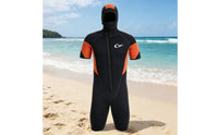 5 Mm Hooded Wetsuit Stretch Short Sleeve Wetsuit Stitched Seams Water Sports Gear Orange Panels for Diving, Surfing, Snorkeling