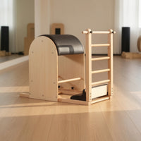 Padded Pilates Ladder Barrel Stable Pilates Barrel with Ladder Ergonomic Wooden Spine Corrector Compact for Fitness Enthusiasts, Home Gym