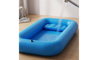 Portable Inflatable Nursing Bath Tub Cushioned Inflatable Basin with Drain Hose Easy to Store Bedside Bathing Basin Lightweight for Bedridden Patients, Elderly, Caregivers