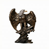 Resin Eagle Figurine Gilded Bronze Highlights Eagle Figurine Boulder Pedestal House Highlight