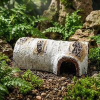 Tree Trunk Reptile Hide Cave, 13*20cm Reptile Hideout for Turtles, Resin Aquarium Cave for Stress Relief